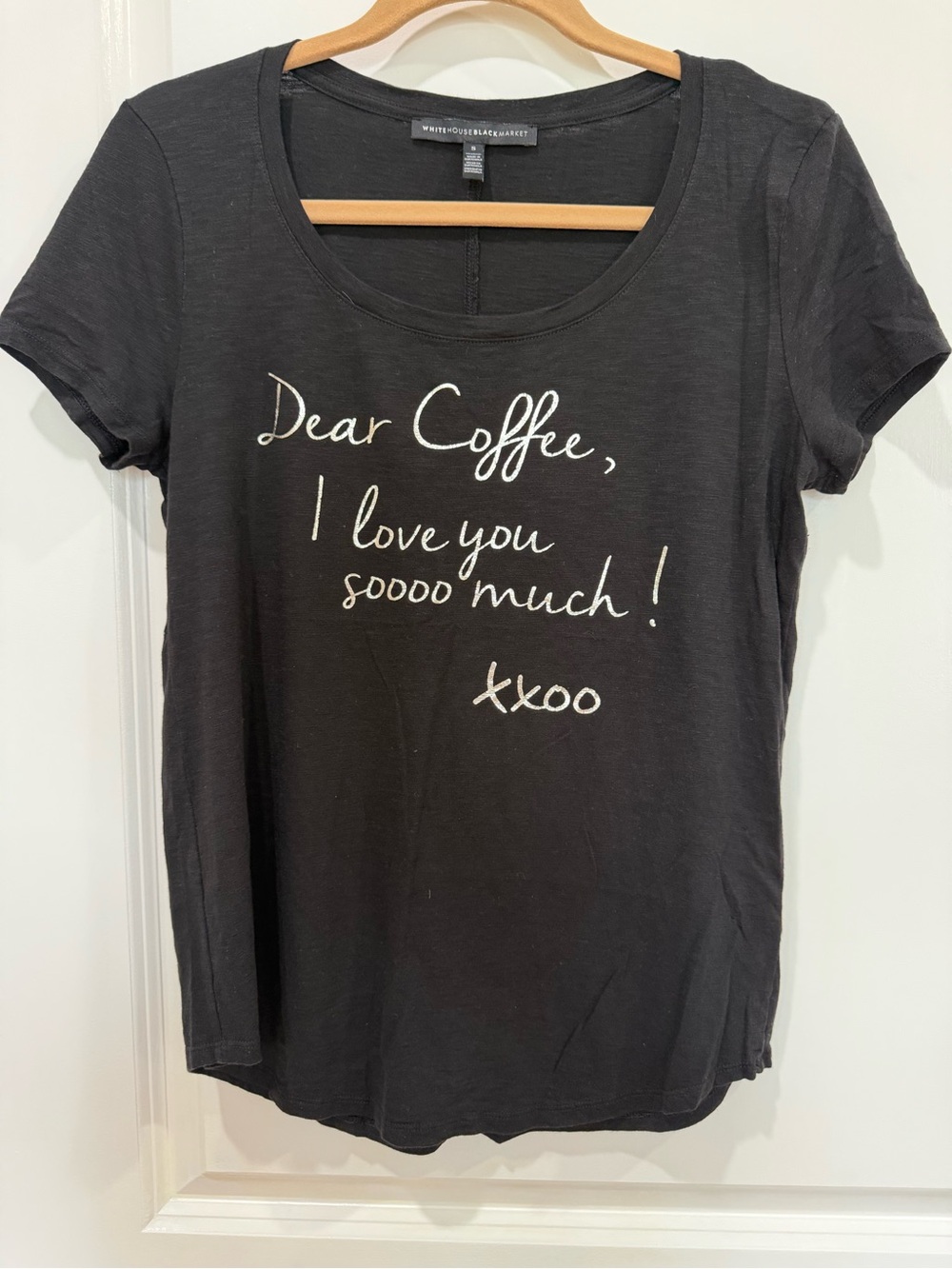 White House Black Market Black 'Dear Coffee' Script Tee